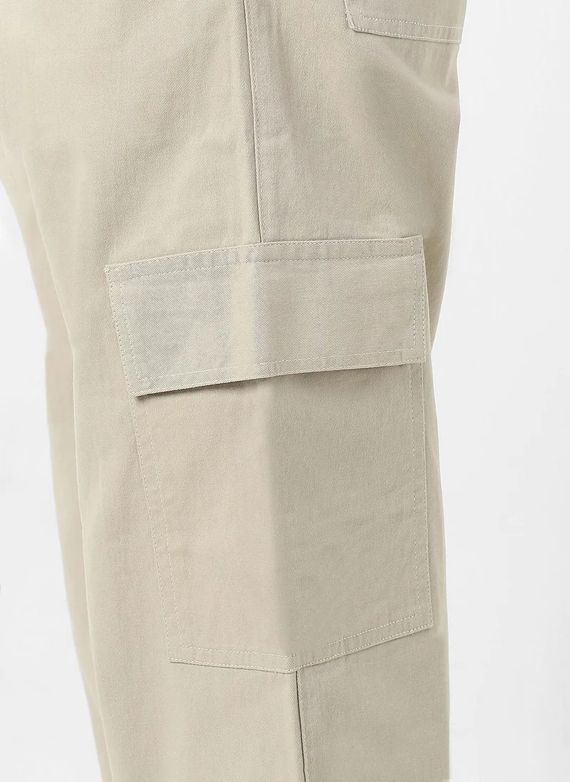 Urbano Fashion  Urbano Fashion Men's Cream Loose Baggy Fit Solid Cargo Chino Pant with 6 Pockets Non-Stretchable for Men | Best Price UAE
